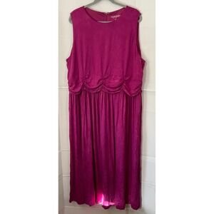 Soft Surroundings Magenta Ruched Waist Maxi Dress Plus Size 3X Sleeveless